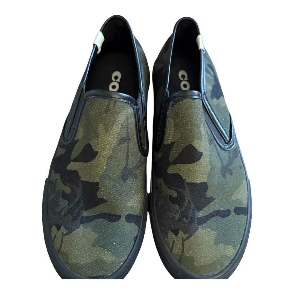 Coach Canvas Slip On Skate Sneaker Mens Size 7 D Army Green Black Camo CA011